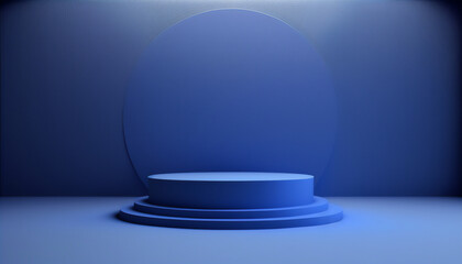 Blue pedestal for product promotion