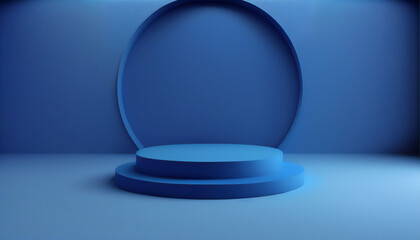 Blue showcase for retail product