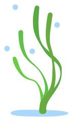 cartoon-style clipart icon of eelgrass swaying in the waves on the shallow sea bottom