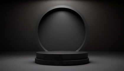 Shadowy black podium for product exhibition