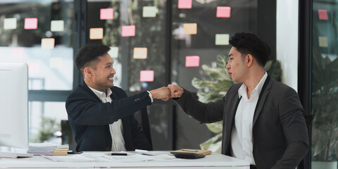 Diverse Happy Business people celebrating success at company, teamwork, triumph, victory, achievement concept