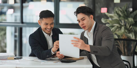 Group of Businessman or Accountant checking finance data document for investigation of corruption account. Anti Bribery concept