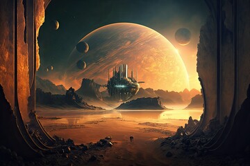 Landscape on another planet background