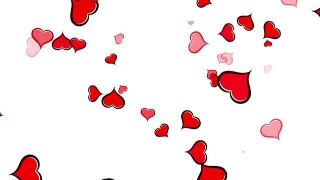 Abstract loop flowing up red heart on white background. Animation for Valentine day, Birthday party, wedding or any holiday. Background for romantic animation.