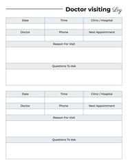 Obraz premium Doctor visiting logbook template