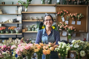 Portrait of smiling florist in flower shop