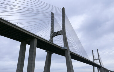Fototapeta premium The Vasco Da Gama bridge on a cloudy day