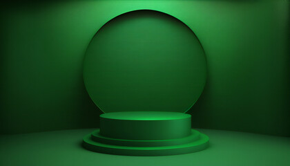 Green podium for product showcasing