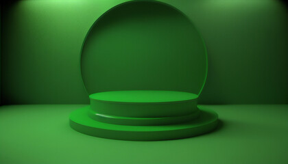 A green podium that complements any product