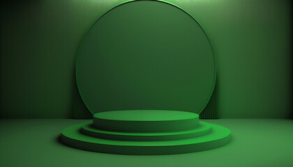 A vibrant green podium that adds energy to your product display