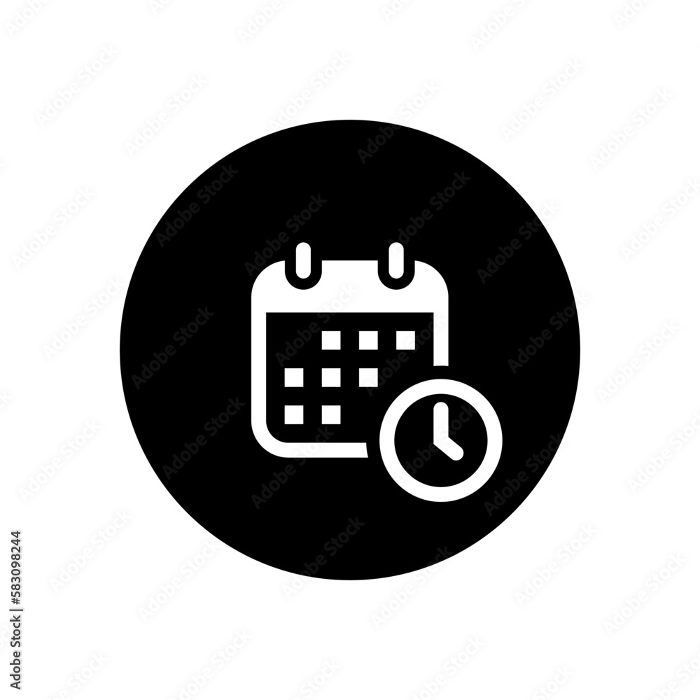Poster date time icon vector isolated on circle background