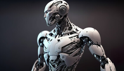 3D rendered illustration of a white robot, Generative AI