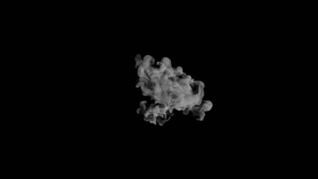 Aerial white smoke blowing overlay isolated on alpha background in 4K