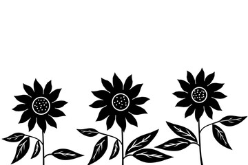 silhouette of several sunflowers