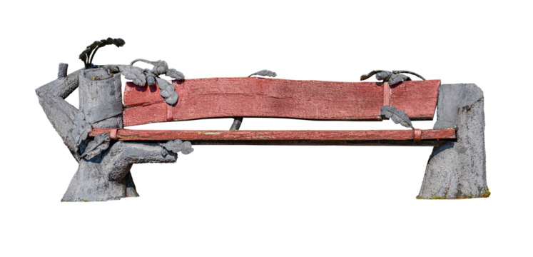 A fabulous wooden and metal bench for relaxing in a city park on a summer sunny day isolated on white transparent background. - Powered by Adobe