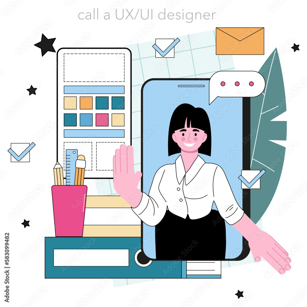 Aufkleber ux and ui designer online service or platform. app or website