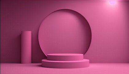 A unique and eye-catching pink pedestal to showcase your product's creativity