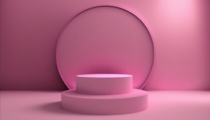 A bright and colorful pink stage for your product launch
