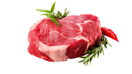 raw red meat on white background, isolated