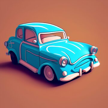 2d illustration. toy car 8k - generative ai
