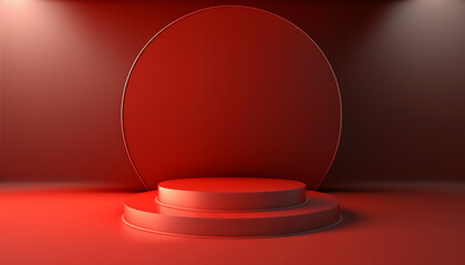 The perfect pedestal for a bold and bright product display, a red podium