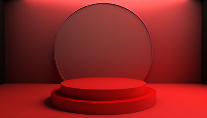 Add some excitement to your product presentation with a bold red pedestal