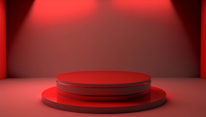 An eye-catching red podium to captivate your audience