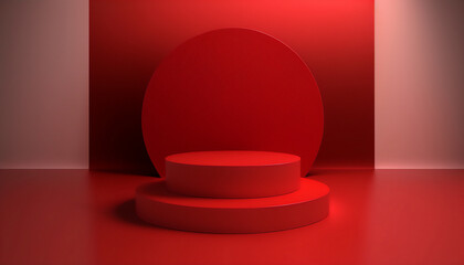 A dynamic and engaging red podium to attract your audience