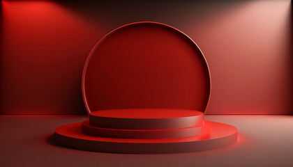 A vibrant and energetic red podium to showcase your products