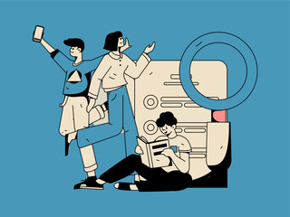 Job Interview People Flat Vector Concept Operation Hand Drawn Illustration
