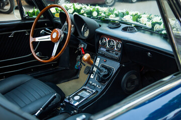interior of a vintage car