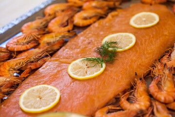 grilled salmon steak with lemon