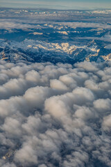 aerial view of clouds above the mountains