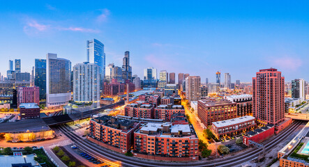 Fototapeta na wymiar Chicago, Illinois, USA Downtown Cityscape at Dusk