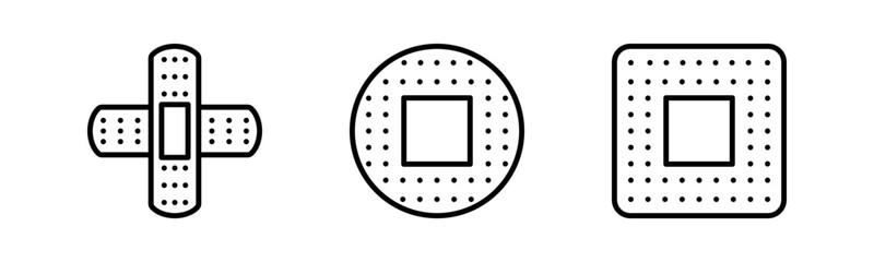 Patch icon set. Adhesive plaster, transdermal patch, nicotine patch icon.
