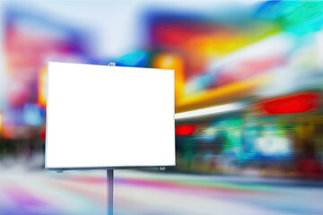  Blank billboard transparent mock up, png. Background With Unfocused Abstract Painting . Generative AI