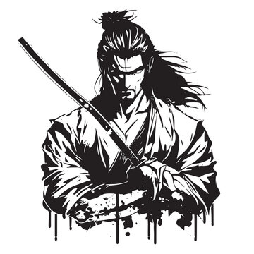 Sketch of a samurai warrior anime style character