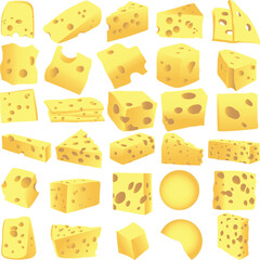 Set of cheese cheddar cartoon illustration