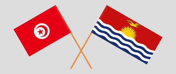 Crossed flags of Tunisia and Kiribati. Official colors. Correct proportion