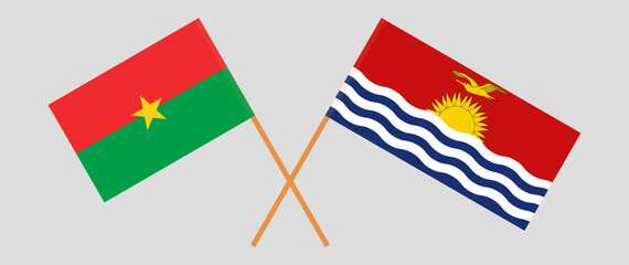 Crossed flags of Burkina Faso and Kiribati. Official colors. Correct proportion