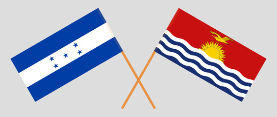 Crossed flags of Honduras and Kiribati. Official colors. Correct proportion