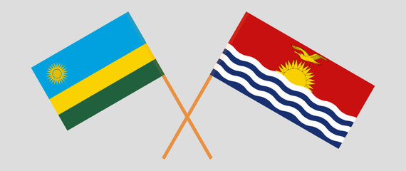 Crossed flags of Rwanda and Kiribati. Official colors. Correct proportion