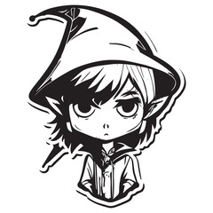 A sketch of a witch boy anime style character