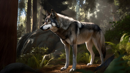 wolf in the woods generative ai
