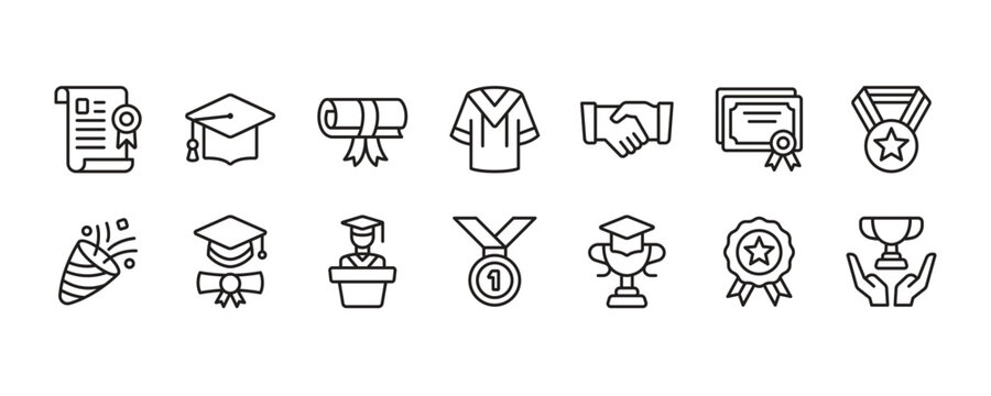 Graduation icon set. Vector graphic illustration.
