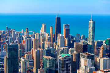 Fototapeta na wymiar Chicago, Illinois USA Aerial Skyline View