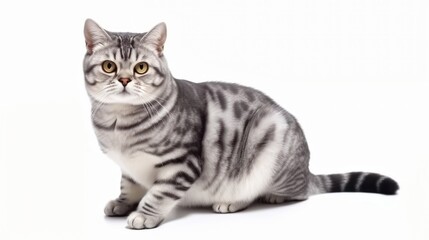 American Shorthair on White Background ,Generative AI. ,Generative AI.