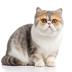 Obraz premium Cat Exotic Shorthair Mix on White Background ,Generative AI.
