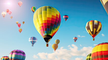 Obraz premium Illustration of hot air balloon festival banner. Generative AI
