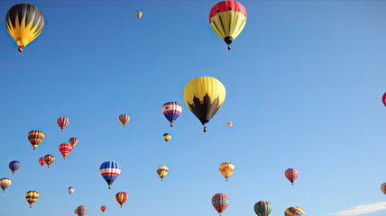 Fototapeta premium Illustration of hot air balloon festival banner. Generative AI